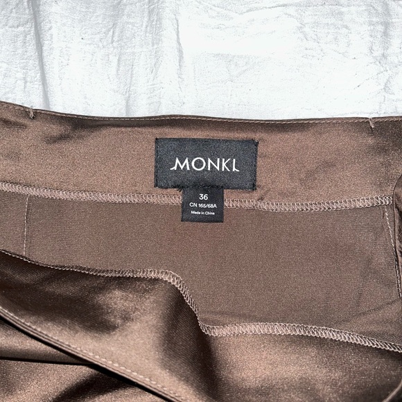 Monki Brown Satin Skirt - Picture 4 of 6